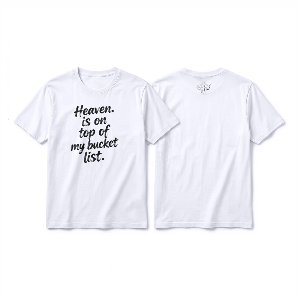 Christianartworkshop "Heaven Is On Top Of My Bucket List" Lavender Premium Short Sleeve T-Shirt - White - 2XL - image 4