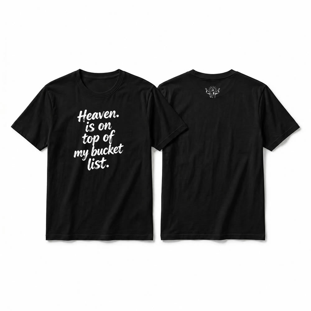 Christianartworkshop "Heaven Is On Top Of My Bucket List" Lavender Premium Short Sleeve T-Shirt - Black - 2XL - image 7