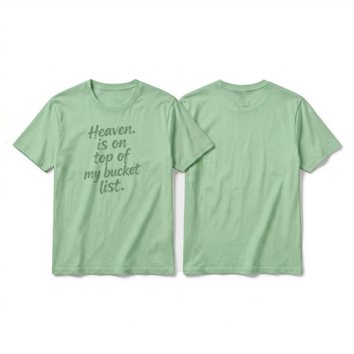 Christianartworkshop "Heaven Is On Top Of My Bucket List" Lavender Premium Short Sleeve T-Shirt - Light Green - 2XL - image 19