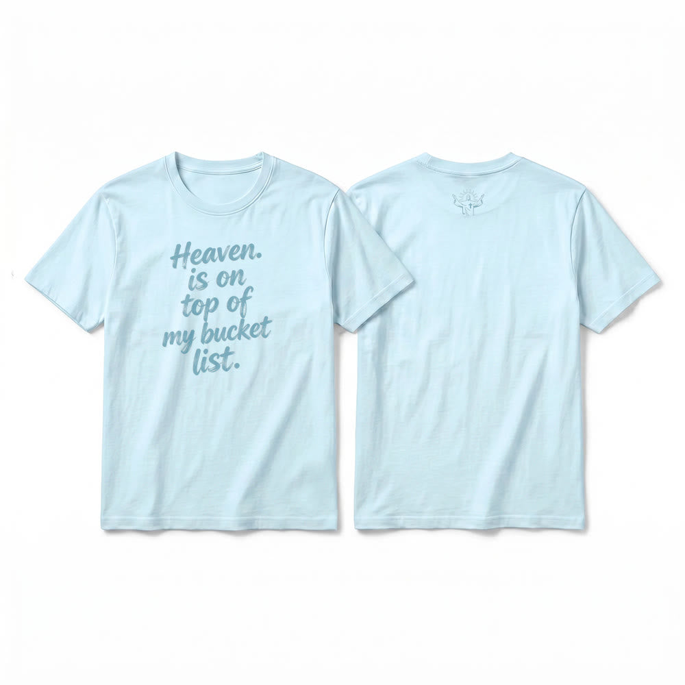 Christianartworkshop "Heaven Is On Top Of My Bucket List" Lavender Premium Short Sleeve T-Shirt - Blue - 2XL - image 16