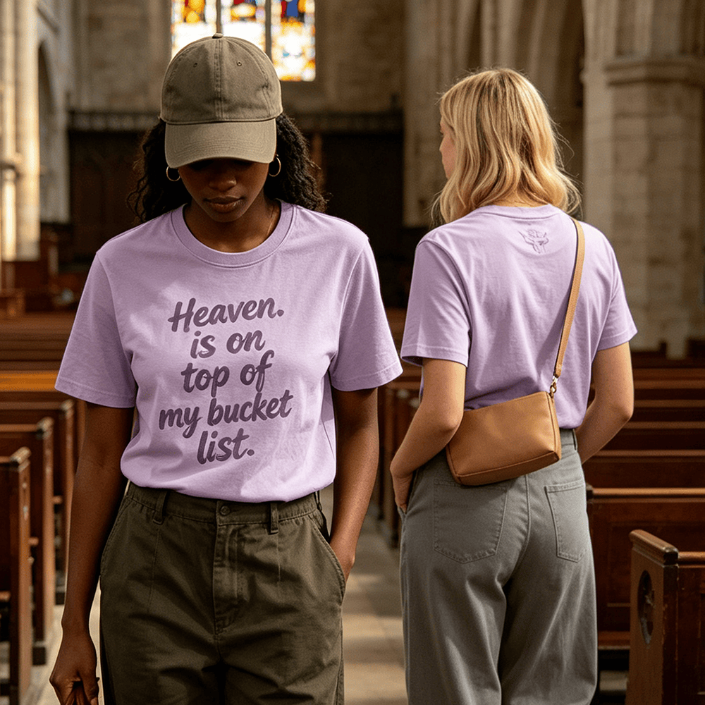 Christianartworkshop "Heaven Is On Top Of My Bucket List" Lavender Premium Short Sleeve T-Shirt - image 0