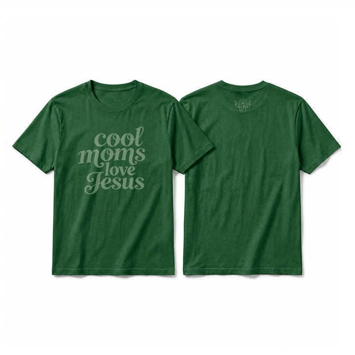 Christianartworkshop "Cool Moms Love Jesus" Front & Back Print Premium Short Sleeve T-Shirt - Dark Green - 2XL - image 25