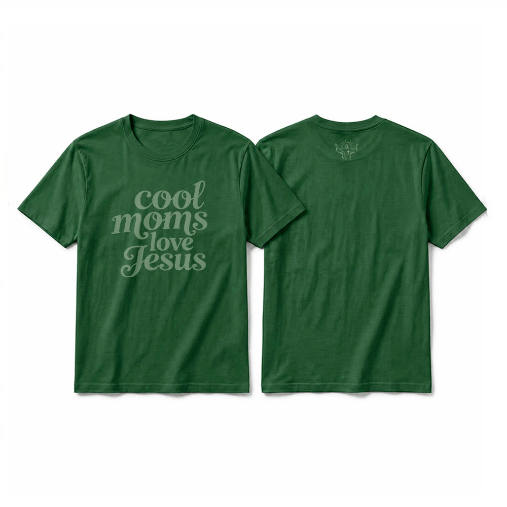 Christianartworkshop "Cool Moms Love Jesus" Front & Back Print Premium Short Sleeve T-Shirt - Dark Green - 2XL - image 25