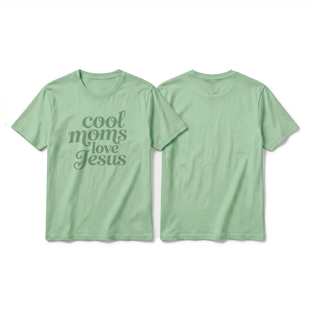 Christianartworkshop "Cool Moms Love Jesus" Front & Back Print Premium Short Sleeve T-Shirt - Light Green - 2XL - image 22