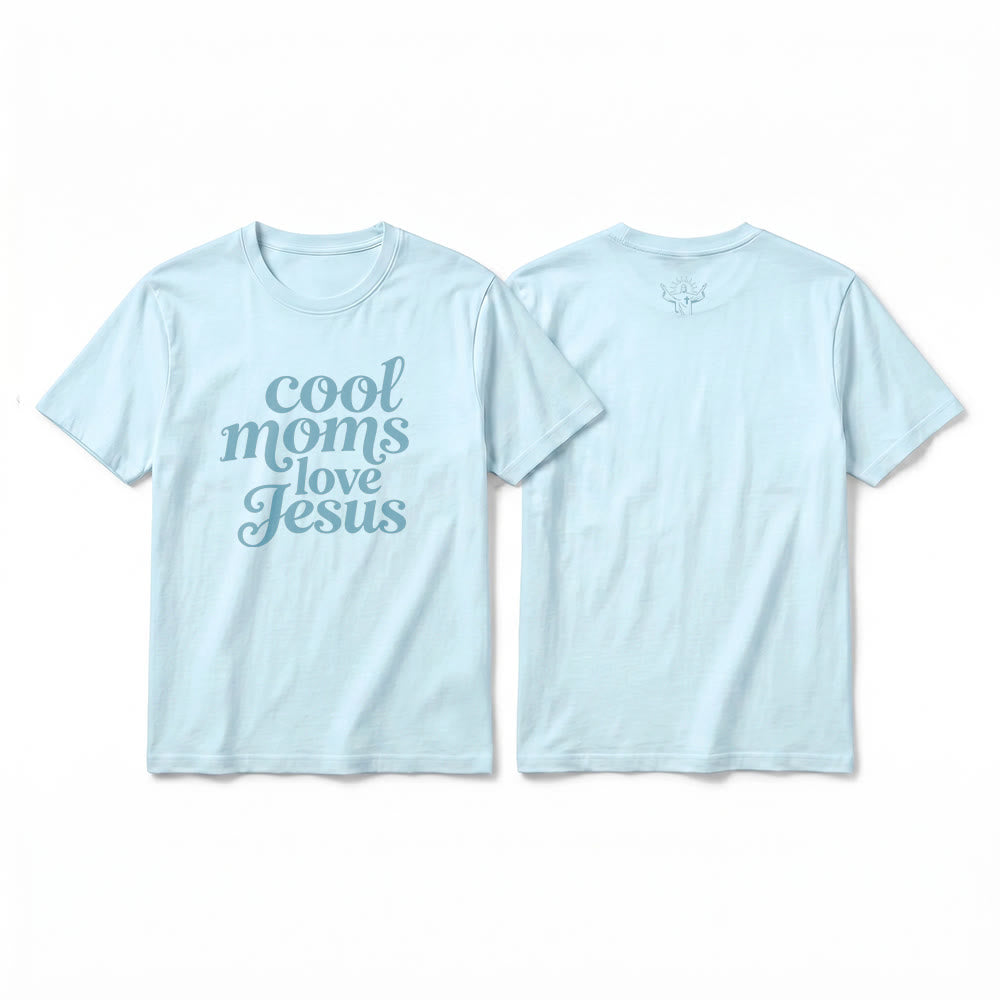 Christianartworkshop "Cool Moms Love Jesus" Front & Back Print Premium Short Sleeve T-Shirt - Blue - 2XL - image 10