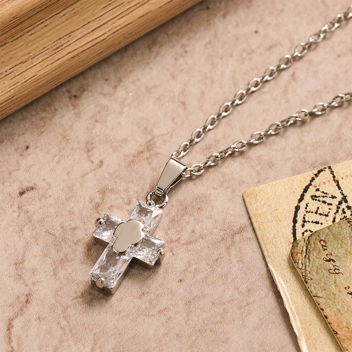 Christianartworkshop Zircon-Encrusted Cross Pendant Necklace with Polished Center Inlay: A Symbol of Radiant Sacred Grace & Steadfast Faith - image 4
