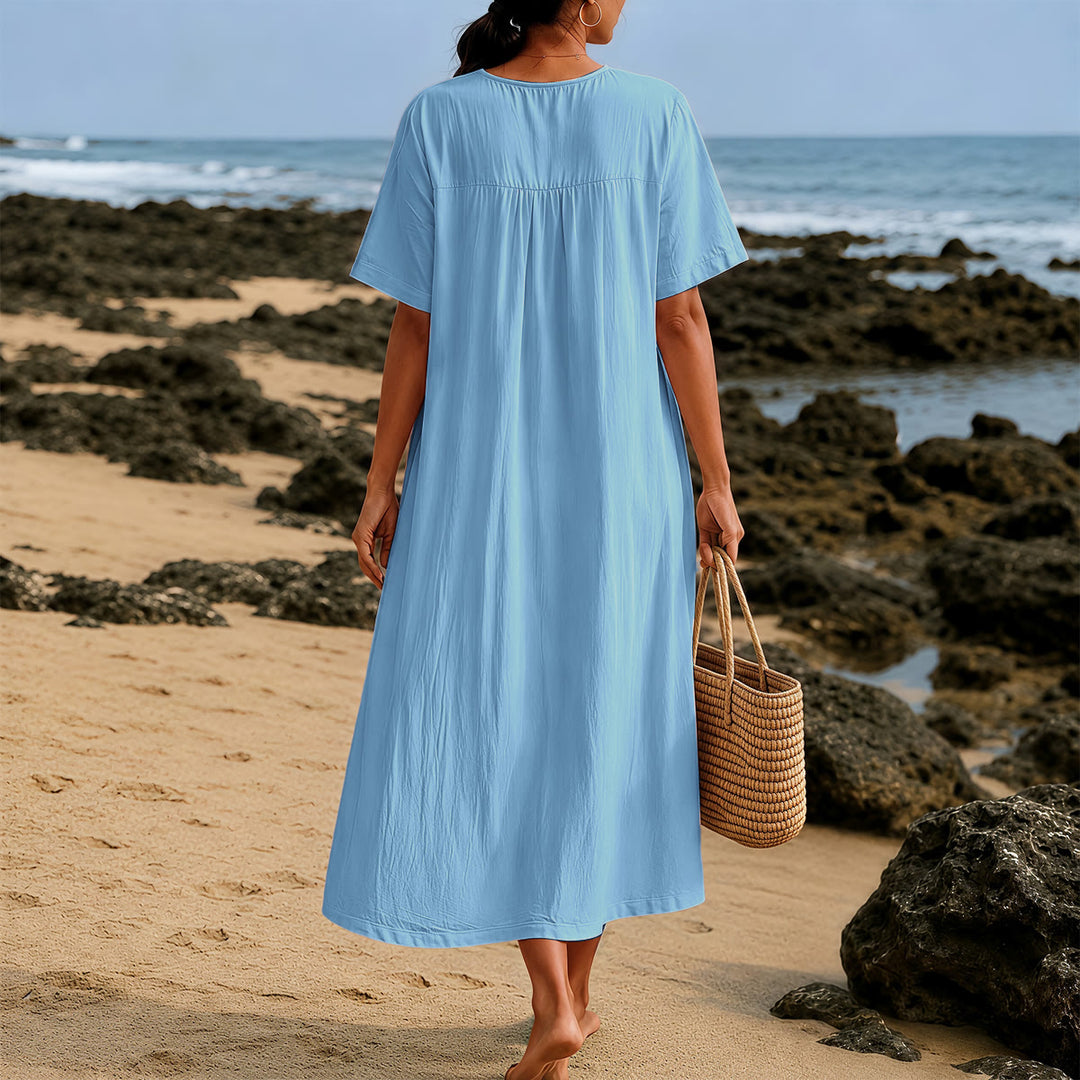 Christianartworkshop "I'm A Project That Keeps Jesus Busy" Bow Detail V-Neck Short Sleeve Midi Dress - image 3