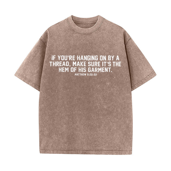 Christianartworkshop Matthew 9:20-22 Scripture Statement Washed Unisex T-Shirt - Brown - 5XL - image 4