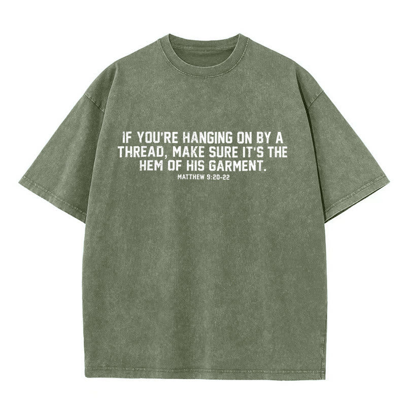 Christianartworkshop Matthew 9:20-22 Scripture Statement Washed Unisex T-Shirt - Army Green - 5XL - image 1