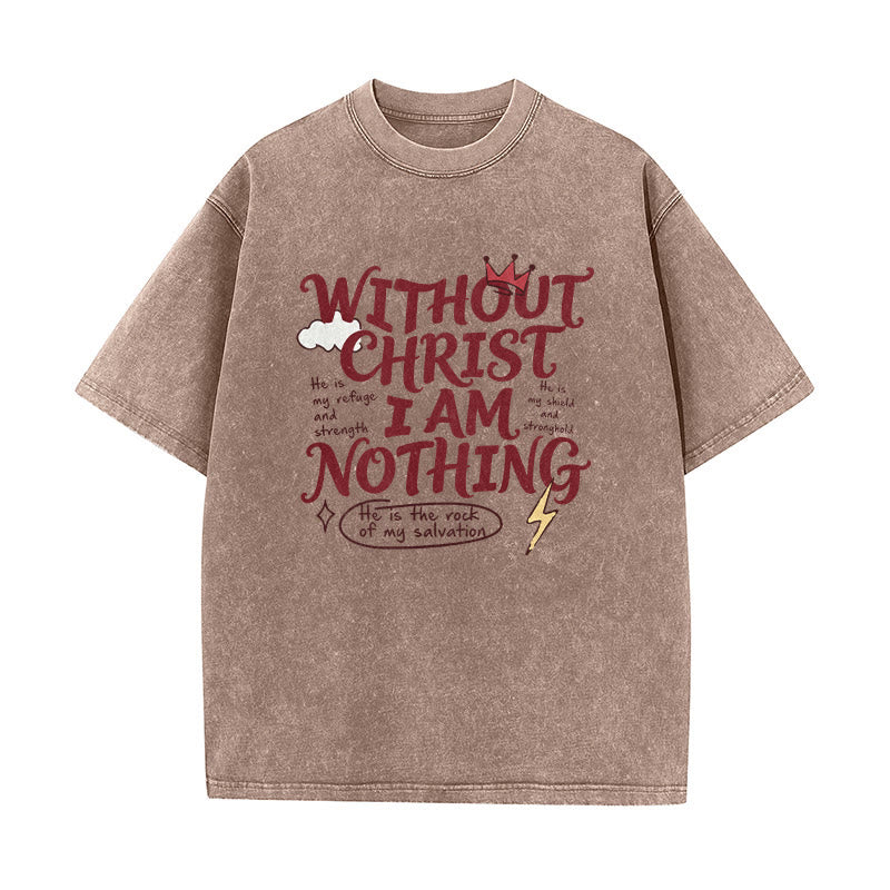 Christianartworkshop Faith Testimony "Without Christ I Am Nothing" Washed Unisex T-Shirt - Brown - 5XL - image 5