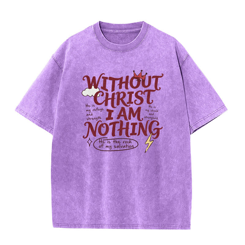 Christianartworkshop Faith Testimony "Without Christ I Am Nothing" Washed Unisex T-Shirt - Purple - 5XL - image 7