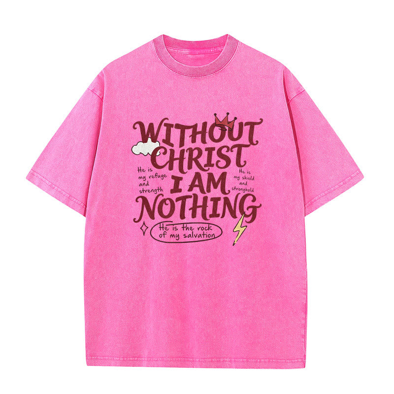 Christianartworkshop Faith Testimony "Without Christ I Am Nothing" Washed Unisex T-Shirt - Pink - 5XL - image 6