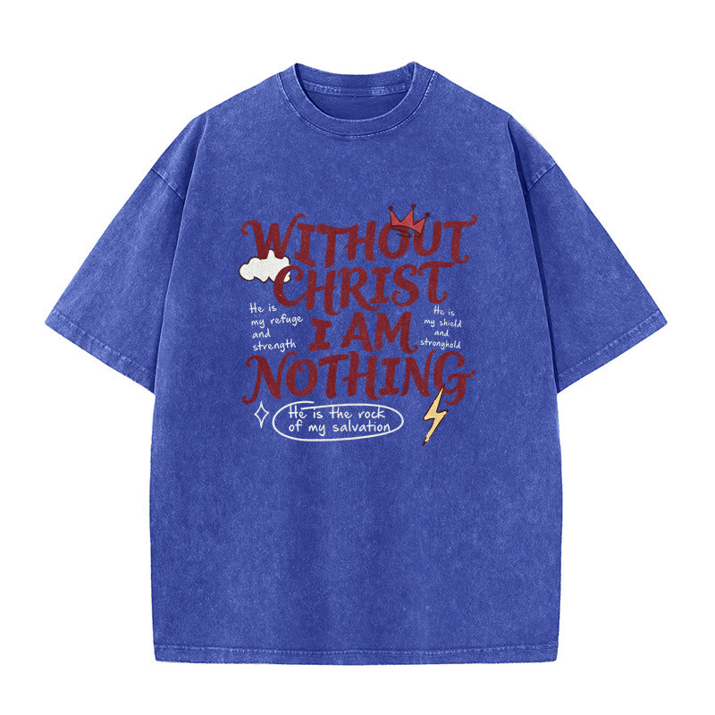 Christianartworkshop Faith Testimony "Without Christ I Am Nothing" Washed Unisex T-Shirt - Blue - 5XL - image 8
