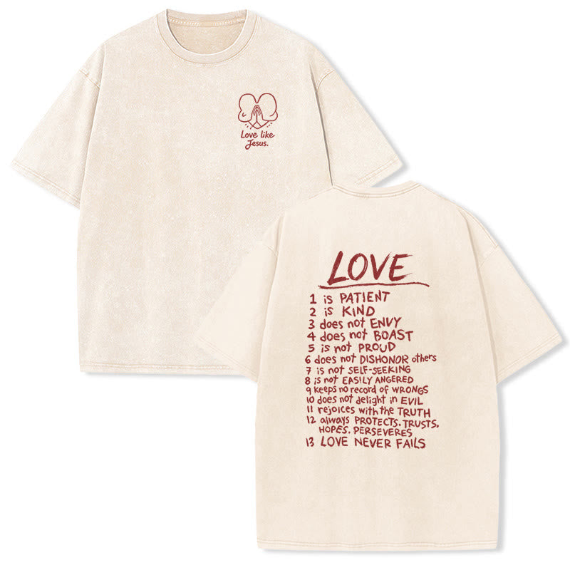Christianartworkshop "Love Like Jesus" 1 Corinthians 13 Verse Washed Unisex T-Shirt - Beige - 5XL - image 6