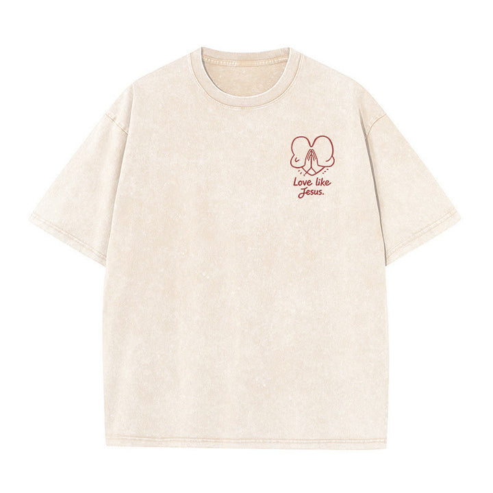 Christianartworkshop "Love Like Jesus" 1 Corinthians 13 Verse Washed Unisex T-Shirt - image 7