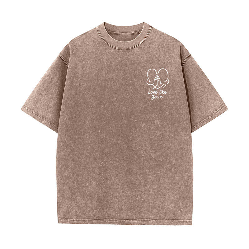 Christianartworkshop "Love Like Jesus" 1 Corinthians 13 Verse Washed Unisex T-Shirt - image 13