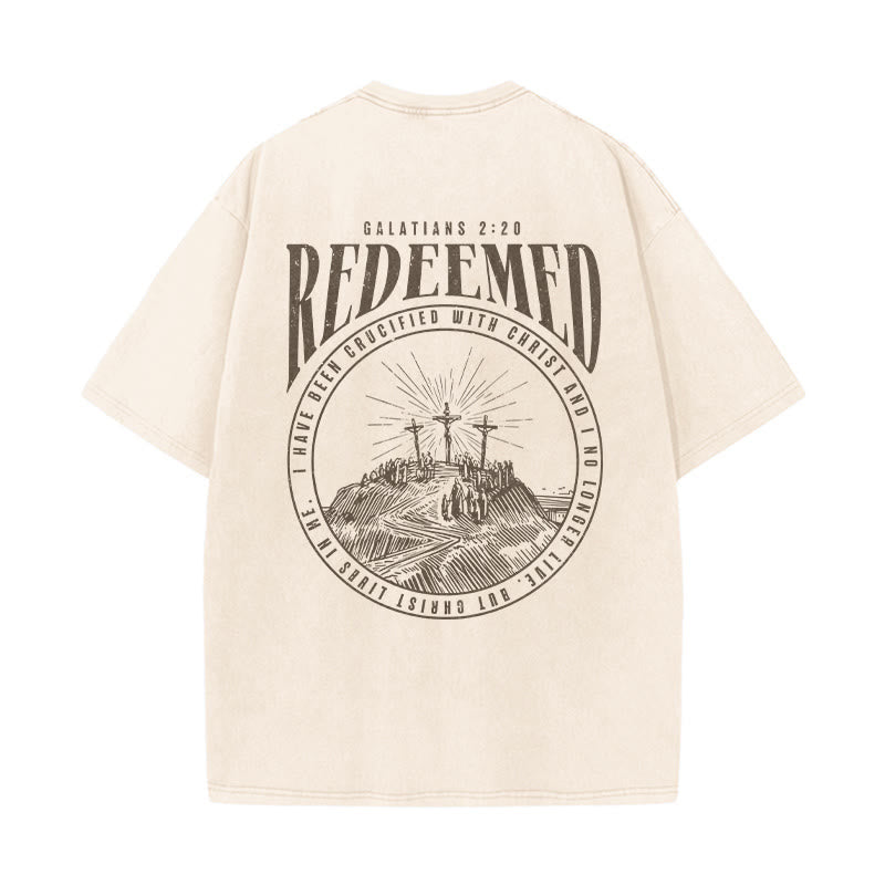 Christianartworkshop "Redeemed" Galatians 2:20 Front & Back Print Washed Unisex T-Shirt - image 3