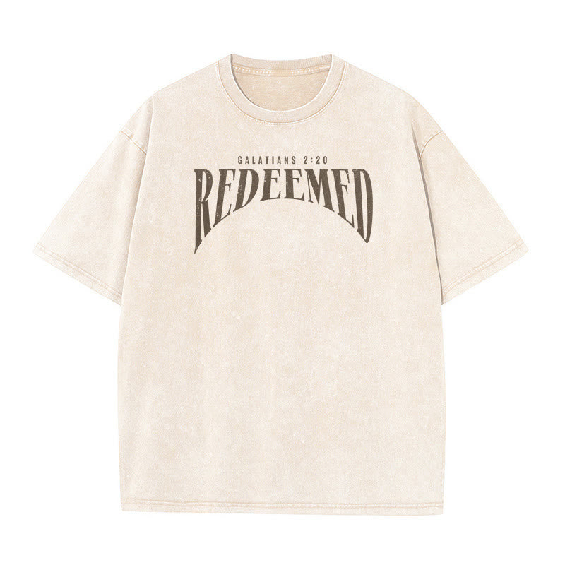 Christianartworkshop "Redeemed" Galatians 2:20 Front & Back Print Washed Unisex T-Shirt - image 4