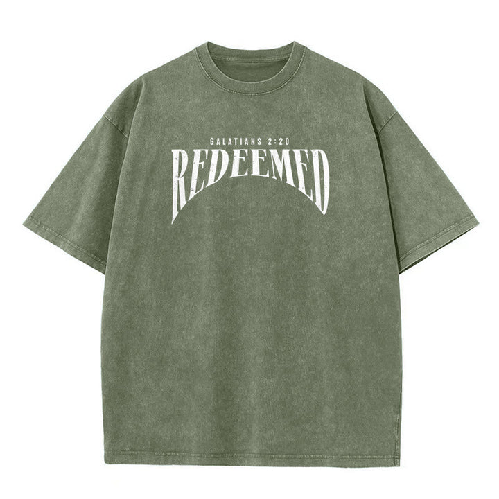 Christianartworkshop "Redeemed" Galatians 2:20 Front & Back Print Washed Unisex T-Shirt - image 13