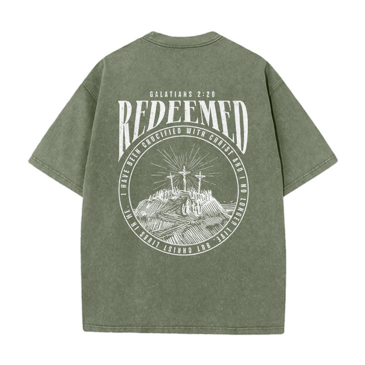 Christianartworkshop "Redeemed" Galatians 2:20 Front & Back Print Washed Unisex T-Shirt - image 12