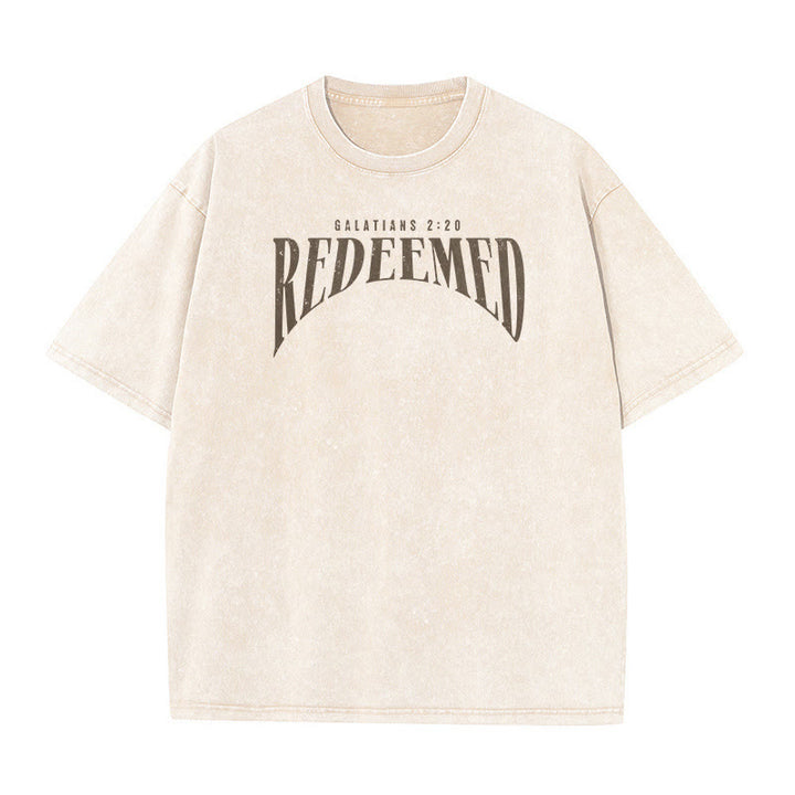 Christianartworkshop "Redeemed" Galatians 2:20 Front & Back Print Washed Unisex T-Shirt - image 4