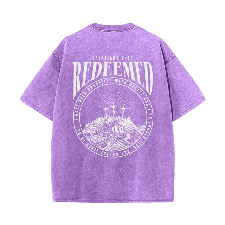 Christianartworkshop "Redeemed" Galatians 2:20 Front & Back Print Washed Unisex T-Shirt - image 21