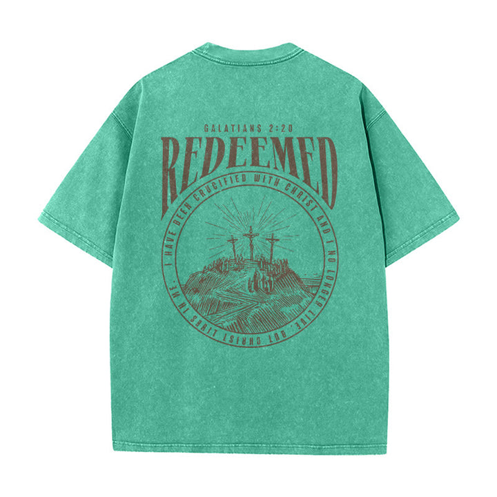 Christianartworkshop "Redeemed" Galatians 2:20 Front & Back Print Washed Unisex T-Shirt - image 6