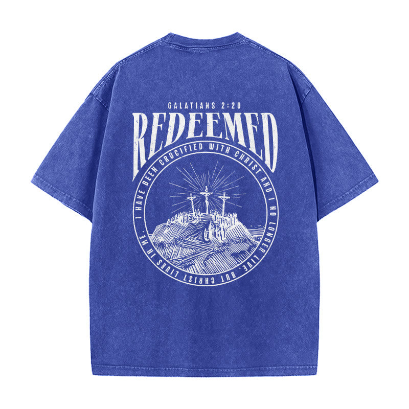 Christianartworkshop "Redeemed" Galatians 2:20 Front & Back Print Washed Unisex T-Shirt - image 24