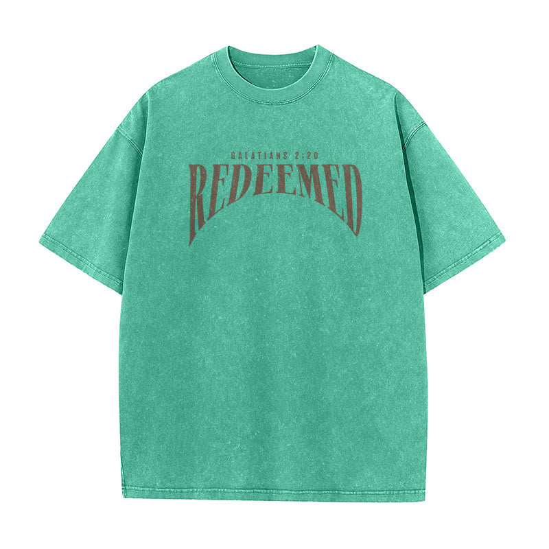 Christianartworkshop "Redeemed" Galatians 2:20 Front & Back Print Washed Unisex T-Shirt - image 7
