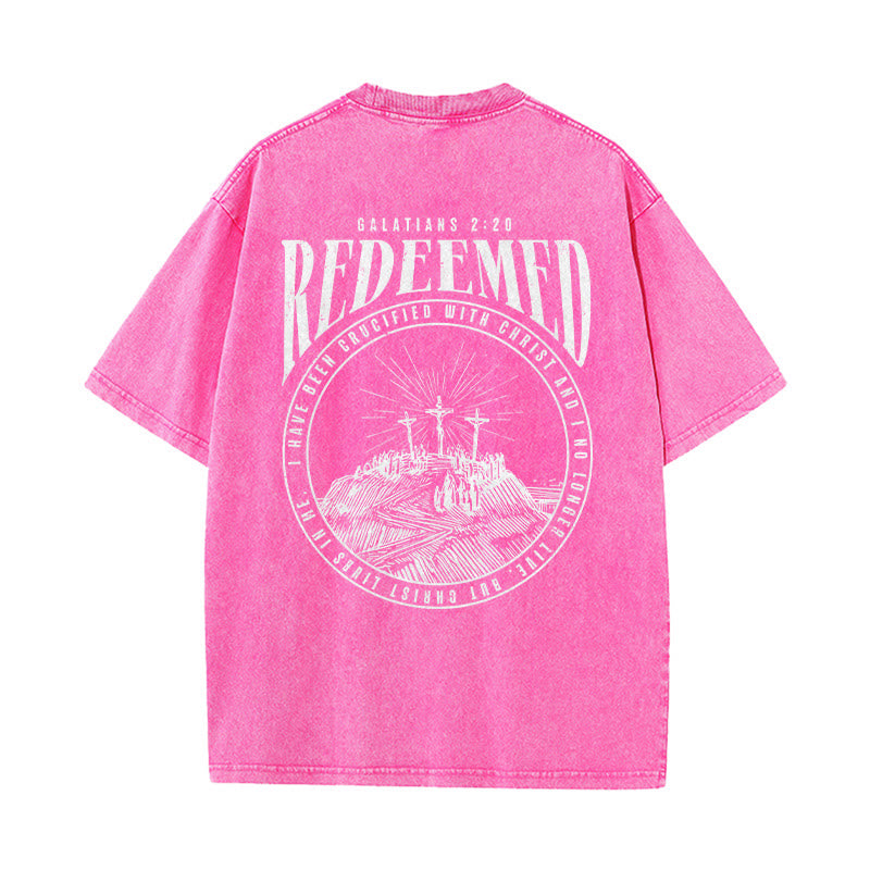Christianartworkshop "Redeemed" Galatians 2:20 Front & Back Print Washed Unisex T-Shirt - image 18