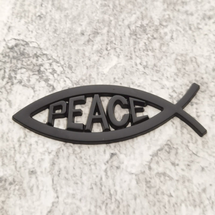 Christianartworkshop Ichthys Fish Hollow Frame Raised PEACE Letter Car Sticker: A Symbol of Heavenly Tranquility & Safe Driving - Black - image 6