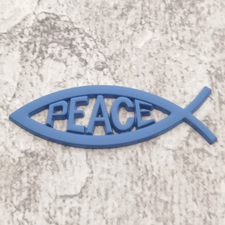 Christianartworkshop Ichthys Fish Hollow Frame Raised PEACE Letter Car Sticker: A Symbol of Heavenly Tranquility & Safe Driving - Blue - image 5
