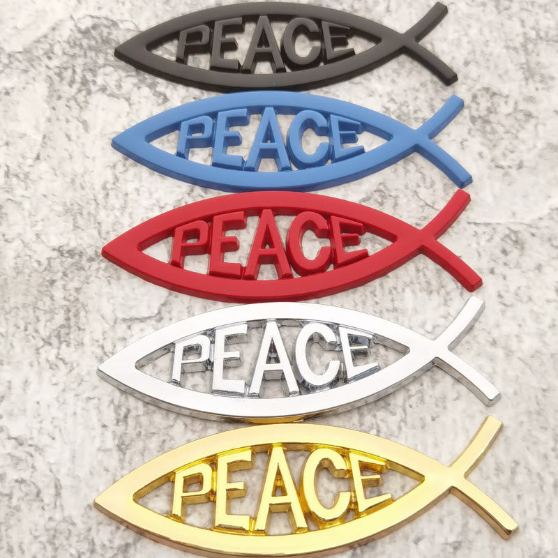 Christianartworkshop Ichthys Fish Hollow Frame Raised PEACE Letter Car Sticker: A Symbol of Heavenly Tranquility & Safe Driving - Set of 5 Colors - image 3