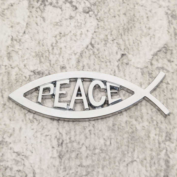 Christianartworkshop Ichthys Fish Hollow Frame Raised PEACE Letter Car Sticker: A Symbol of Heavenly Tranquility & Safe Driving - Silver - image 4