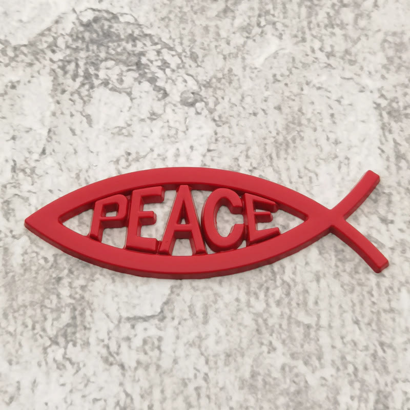 Christianartworkshop Ichthys Fish Hollow Frame Raised PEACE Letter Car Sticker: A Symbol of Heavenly Tranquility & Safe Driving - Red - image 5