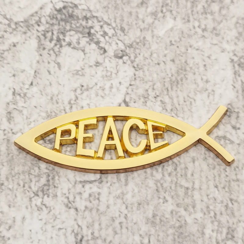 Christianartworkshop Ichthys Fish Hollow Frame Raised PEACE Letter Car Sticker: A Symbol of Heavenly Tranquility & Safe Driving - Golden - image 4