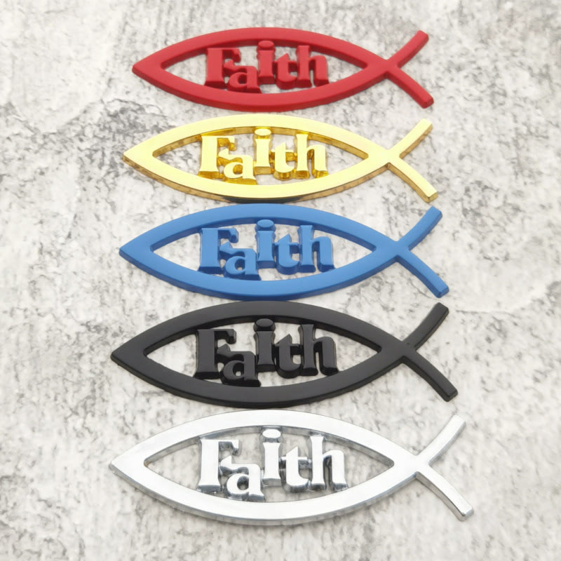Christianartworkshop Ichthys Fish Outline Raised Faith Letter Car Sticker: A Symbol of Unwavering Conviction & Road Protection - Set of 5 Colors - image 3
