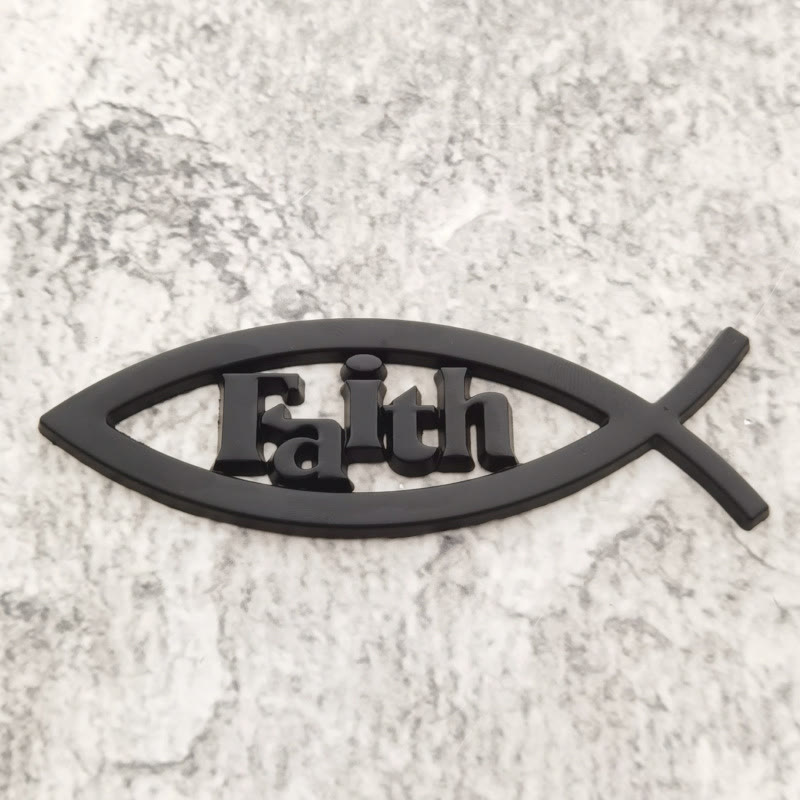 Christianartworkshop Ichthys Fish Outline Raised Faith Letter Car Sticker: A Symbol of Unwavering Conviction & Road Protection - Black - image 3
