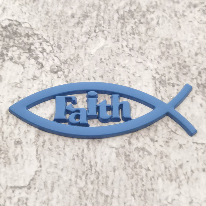Christianartworkshop Ichthys Fish Outline Raised Faith Letter Car Sticker: A Symbol of Unwavering Conviction & Road Protection - Blue - image 5