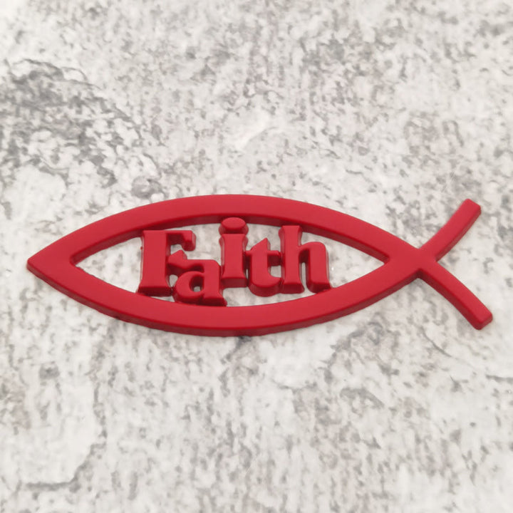 Christianartworkshop Ichthys Fish Outline Raised Faith Letter Car Sticker: A Symbol of Unwavering Conviction & Road Protection - Red - image 2