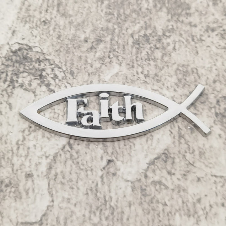 Christianartworkshop Ichthys Fish Outline Raised Faith Letter Car Sticker: A Symbol of Unwavering Conviction & Road Protection - Silver - image 4