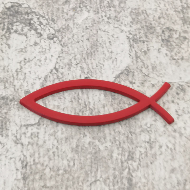 Christianartworkshop Minimalist Hollow Ichthys Fish Outline Car Sticker: A Symbol of Abiding Faith & Roadside Divine Protection - Red - image 5