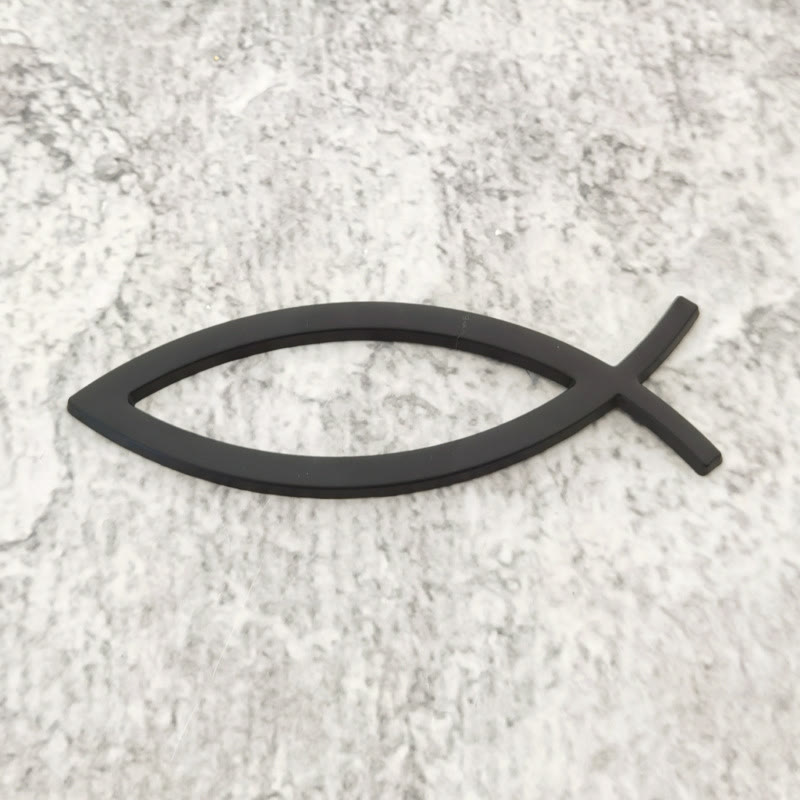 Christianartworkshop Minimalist Hollow Ichthys Fish Outline Car Sticker: A Symbol of Abiding Faith & Roadside Divine Protection - Black - image 3