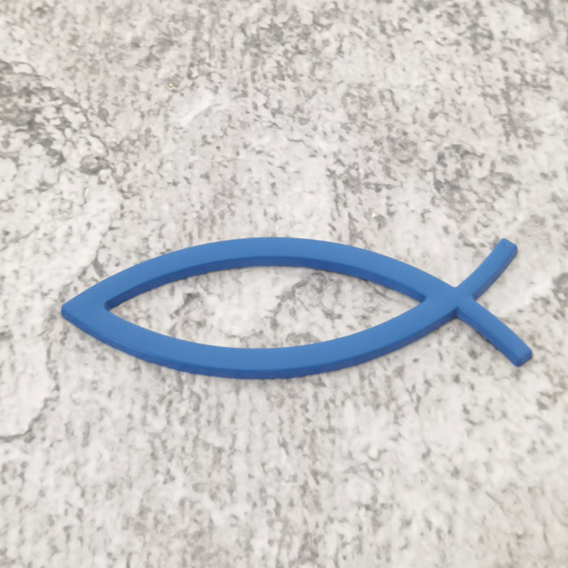 Christianartworkshop Minimalist Hollow Ichthys Fish Outline Car Sticker: A Symbol of Abiding Faith & Roadside Divine Protection - Golden - image 4