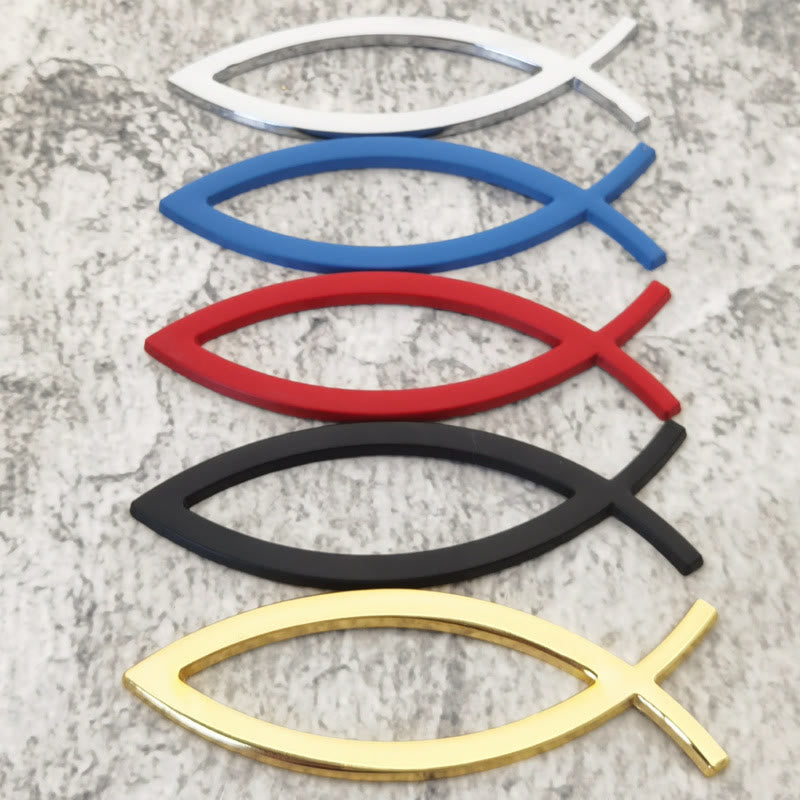 Christianartworkshop Minimalist Hollow Ichthys Fish Outline Car Sticker: A Symbol of Abiding Faith & Roadside Divine Protection - Set of 5 Colors - image 3