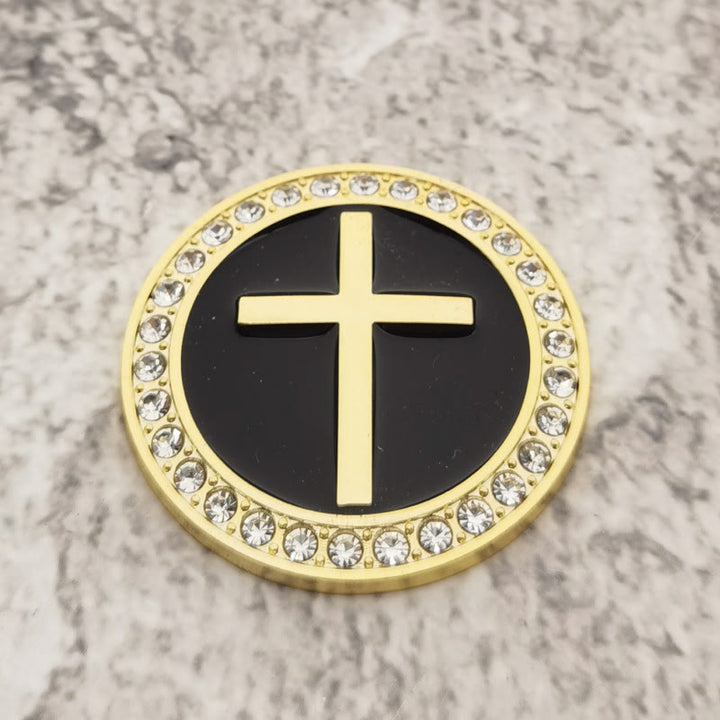Christianartworkshop Rhinestone Rim Circular Raised Cross Car Sticker: A Symbol of Divine Grace & All-Round Journey Protection - image 6