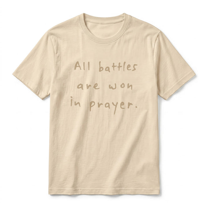 Christianartworkshop All Battles Are Won In Prayer Faith Affirmation Premium Short Sleeve T-Shirt - image 14