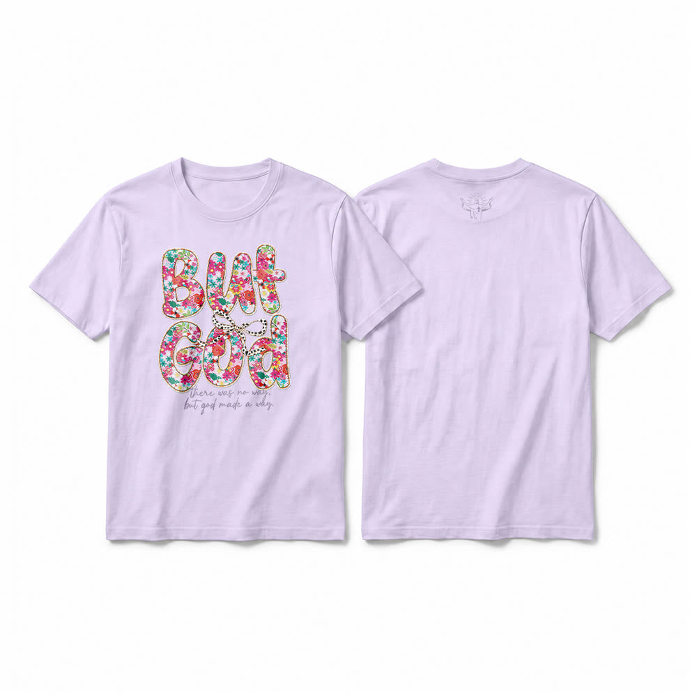 Christianartworkshop "But God Made a Way" Floral Letter Premium Short Sleeve T-Shirt - Purple - 2XL - image 10