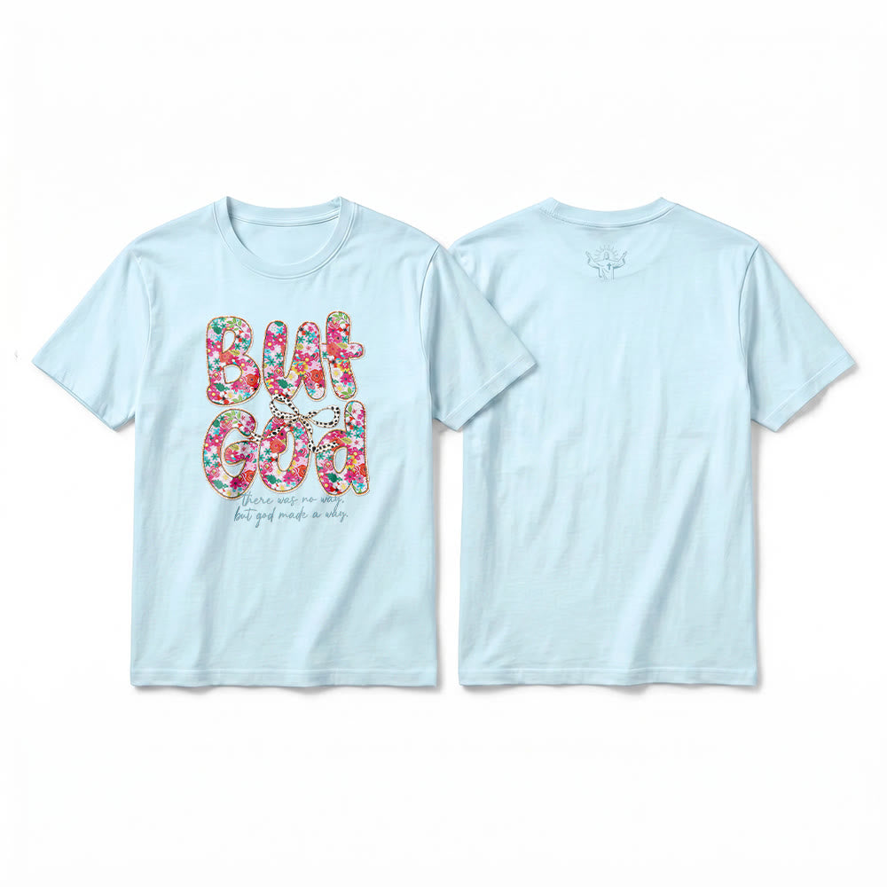 Christianartworkshop "But God Made a Way" Floral Letter Premium Short Sleeve T-Shirt - Blue - 2XL - image 19