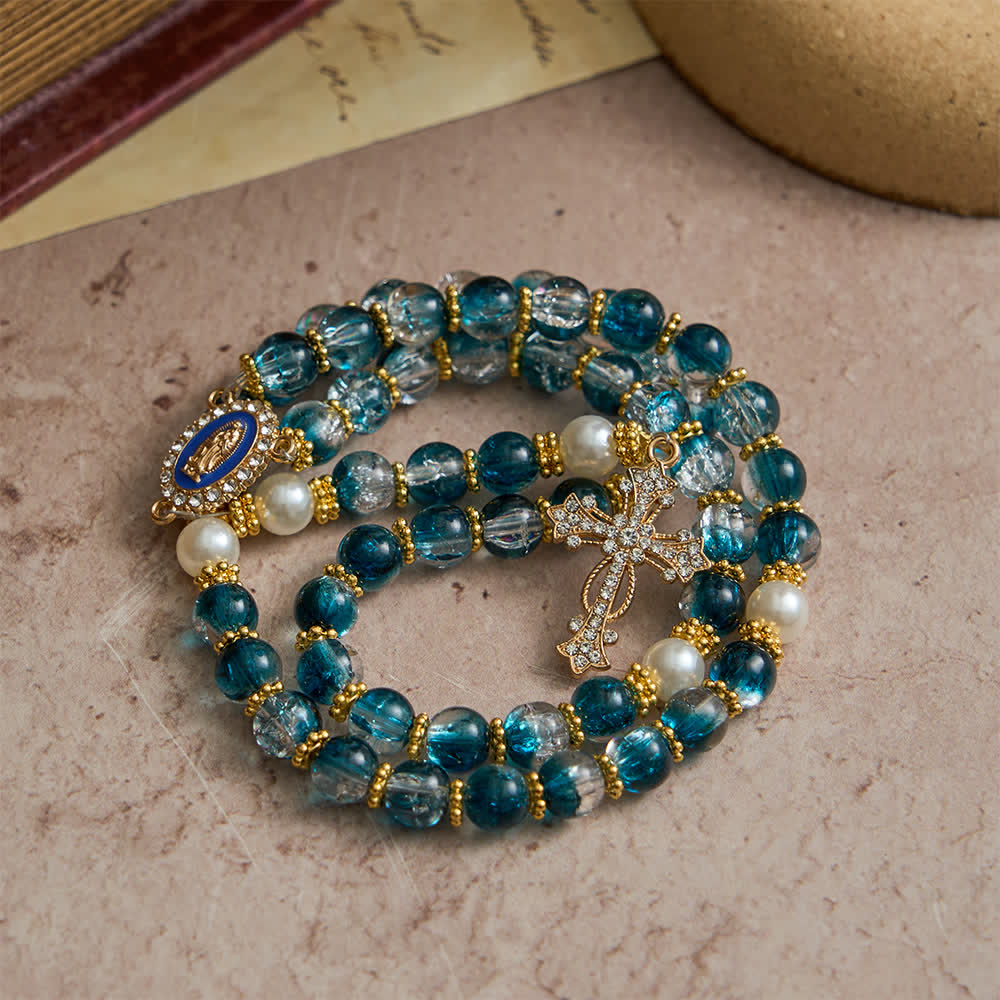 FREE Today: Blue Crackle Glass Bead Rosary for Daily Marian Devotion - image 3